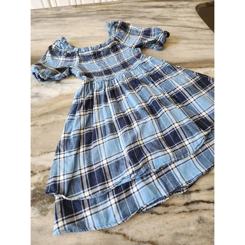 Copper Key Dillards Girls Blue Plaid Smocked Western Dress Size M 8/10